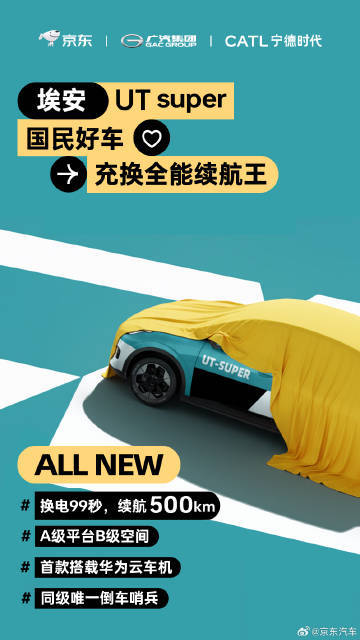 京东新车名称官宣：埃安UT super