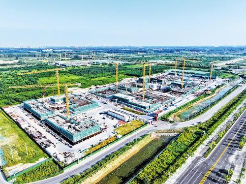 9月4日无人机拍摄的北京林业大学雄安校区建设现场。