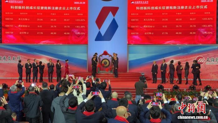 科创板科创成长层首批新注册公司上市仪式现场。中新网记者 康玉湛 摄