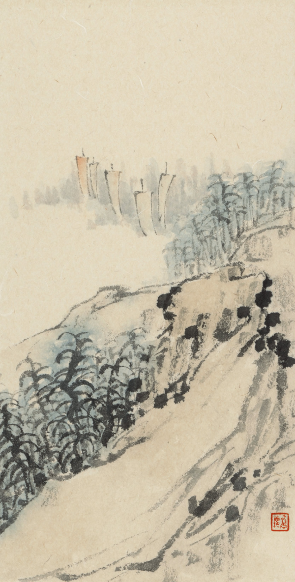 《墨泼江天晓》 33.5cm×17.5cm 2024年