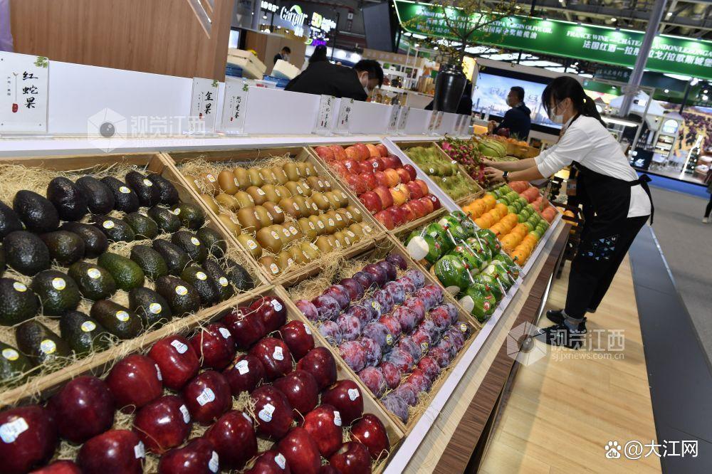 往届进口水果展示(王祺 摄)