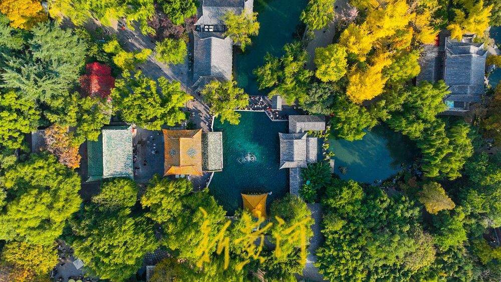 济南趵突泉公园开启变色模式，层林浸染触摸诗情画意