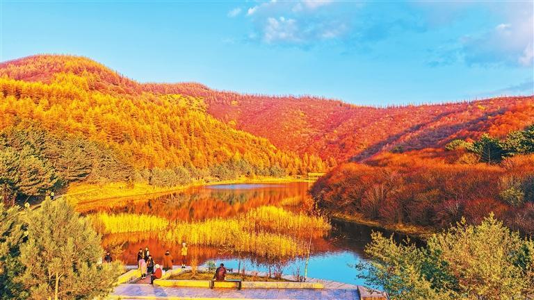 深秋时节，庄浪县关山朝那湫景区层林尽染，景色宜人。新甘肃·甘肃日报通讯员　黄蔚林