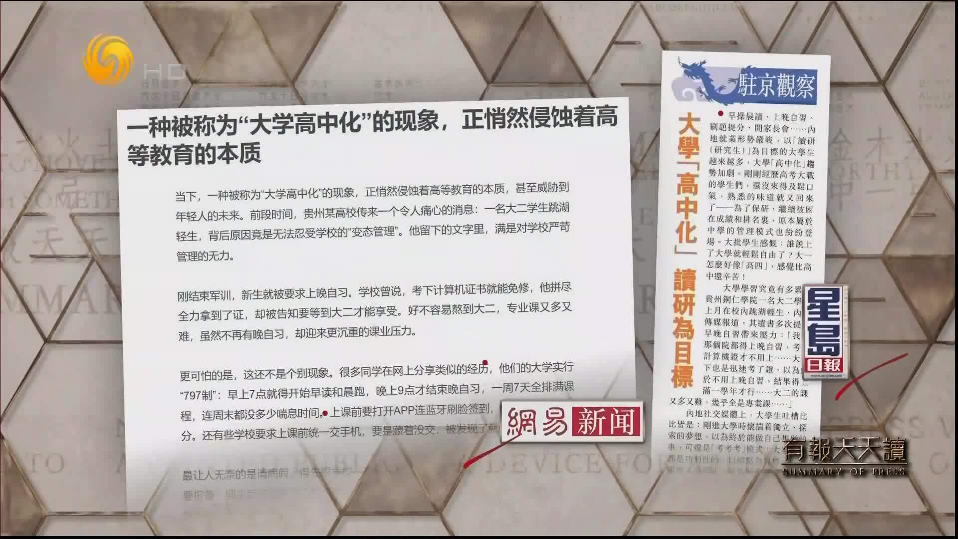 星岛日报：大学“高中化”读研为目标