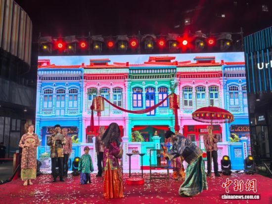 融合了异国风情的娘惹婚礼演示吸引了不少市民观看。 中新网记者 钟升 摄