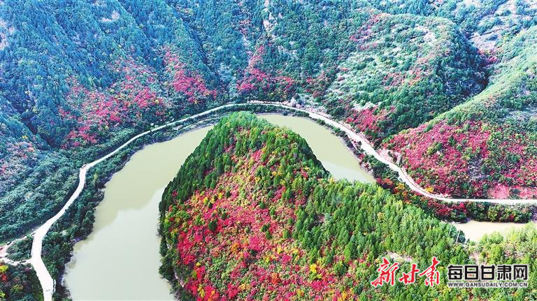 金秋时节，两当县西坡镇秋色斑斓，宛如一幅美丽画卷。新甘肃·甘肃日报通讯员　后斌玉
