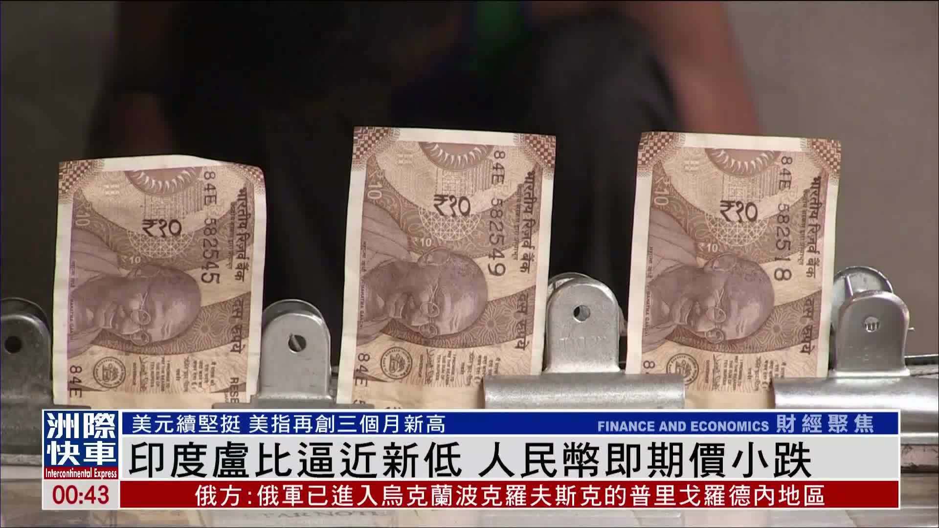印度卢比逼近新低 人民币即期价小跌