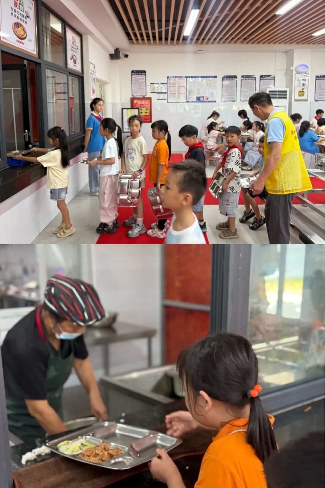 鹰潭市第十四小学学生排队取餐
