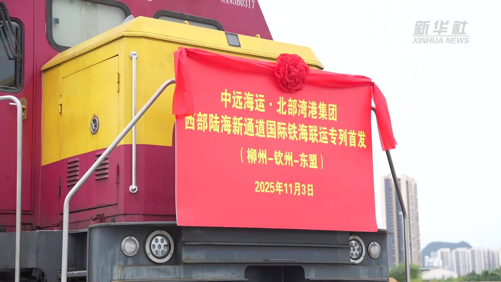 西部陆海新通道“柳州—钦州—东盟”铁海联运专列首发