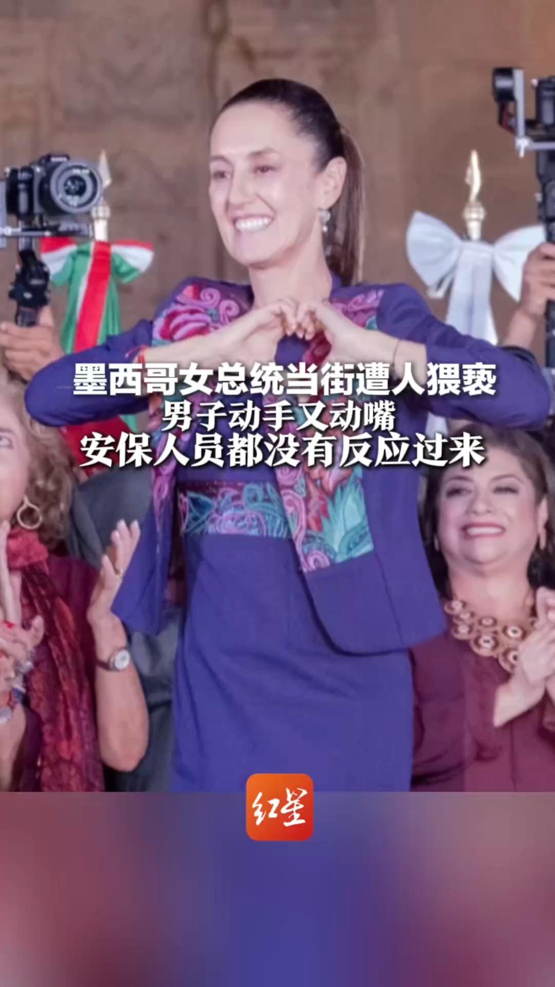 墨西哥女总统当街遭人猥亵 男子动手又动嘴 总统被搂后立马推开 安保人员都没有反应过来