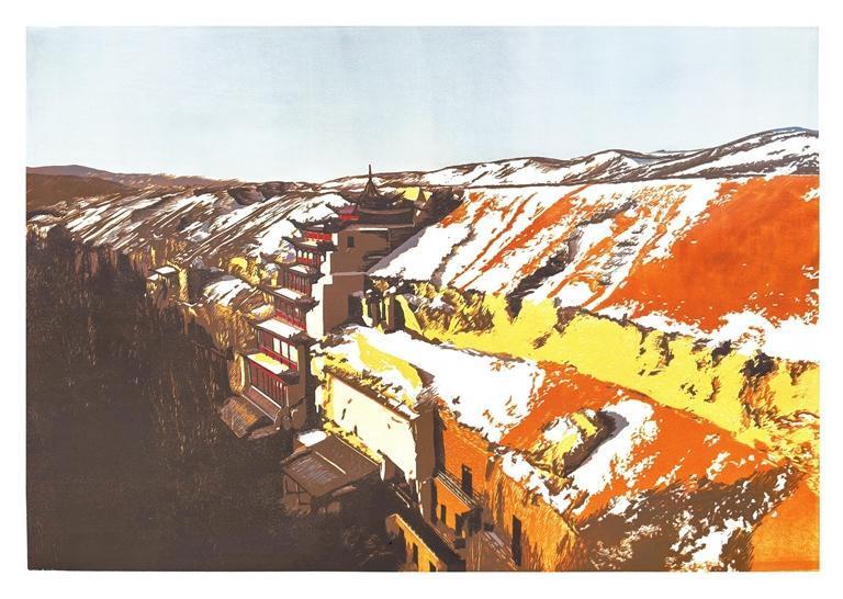 静谧 (版画) 梁永鹏 司马美君 阎晓生(本版图片由甘肃画院提供)