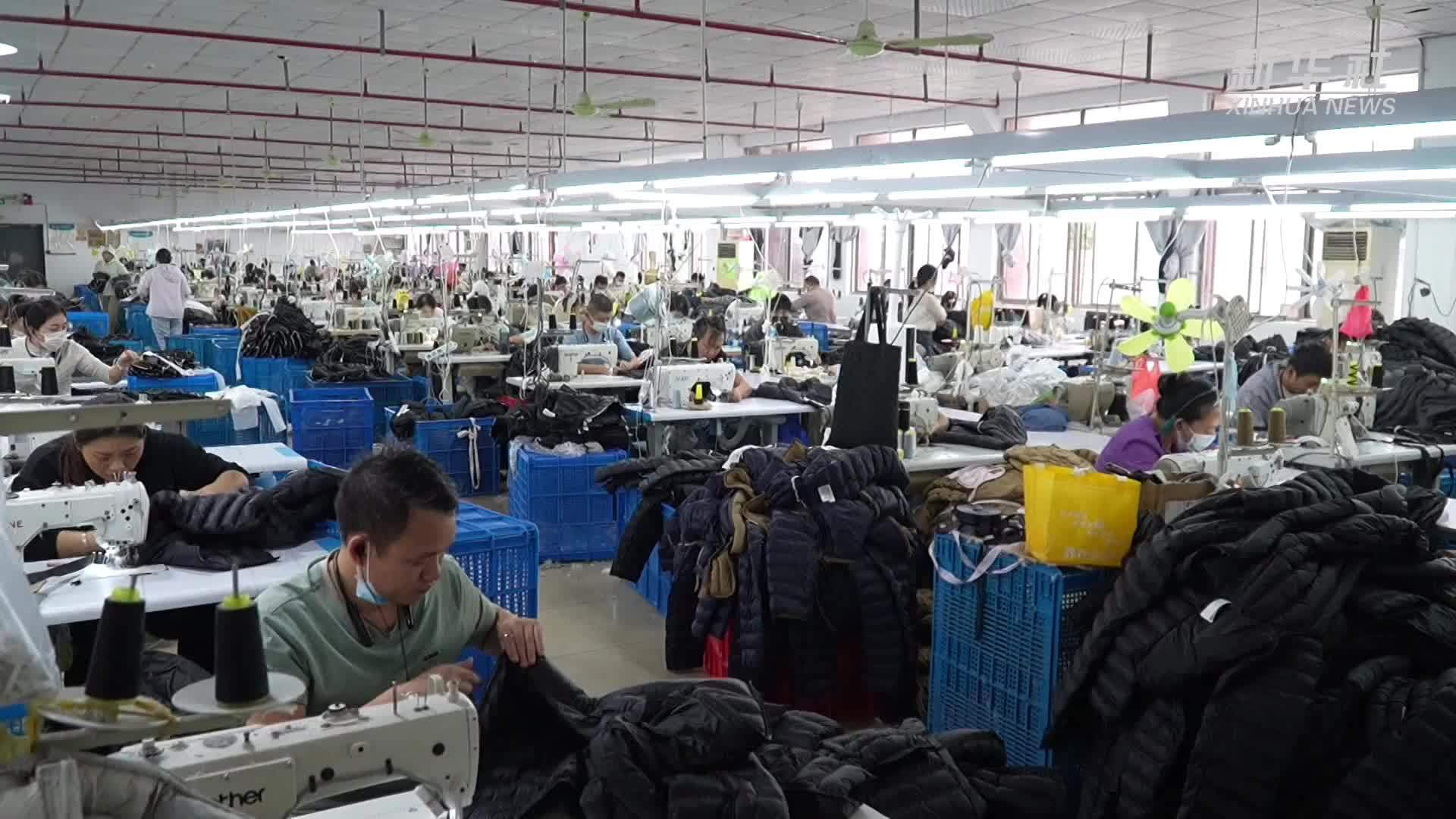 浙江平湖：羽绒服订单迎旺季 服装企业赶工忙