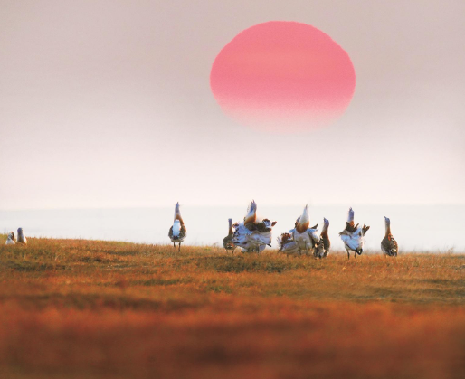 摄影作品:草原晨曲(大鸨) 潘晟昱 摄