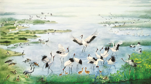 美术作品:《湿地乐园》 施彦秋