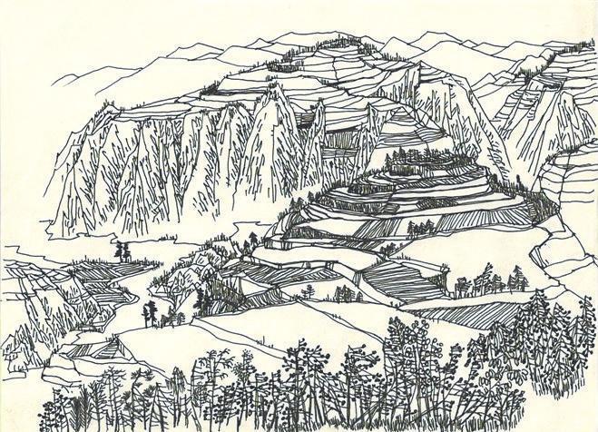 作者手绘卧马关风光