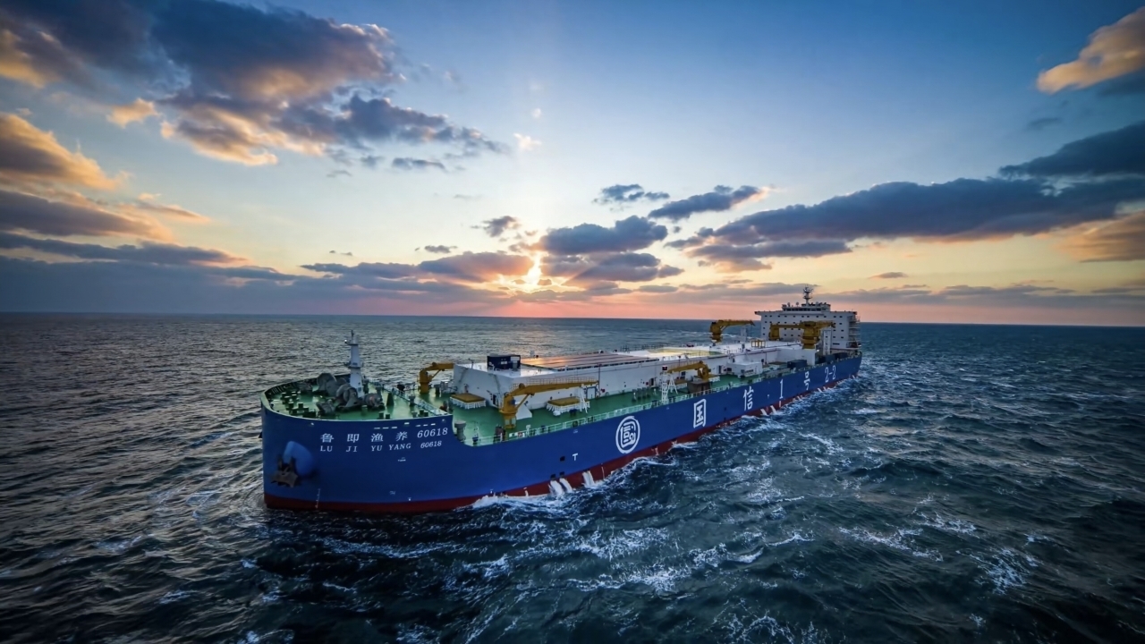 15万吨智慧渔业养殖工船“国信1号2-2”交付