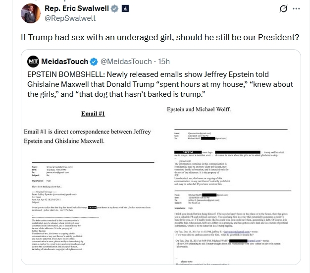 美议员质问:如果特朗普曾和未成年发生关系,他还能当我们的总统吗?