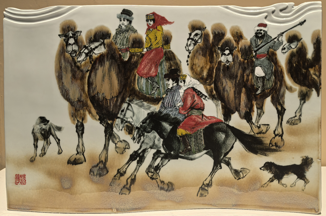 高温颜色釉《明月出天山》杨博绘