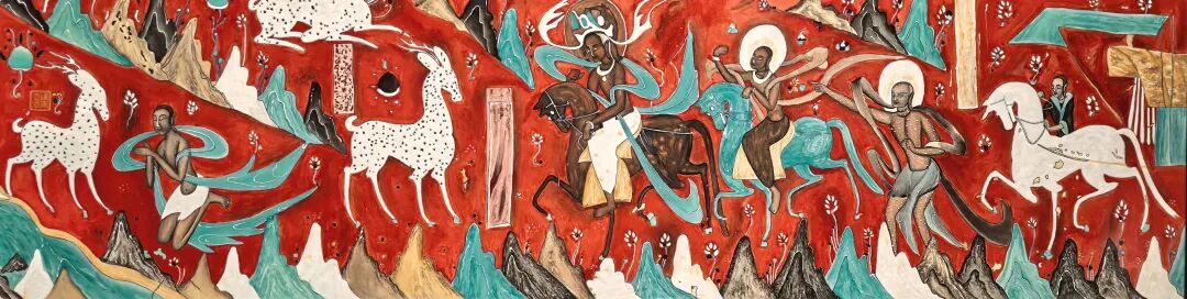 青花斗彩瓷板画《鹿王本生图》谭剑英作