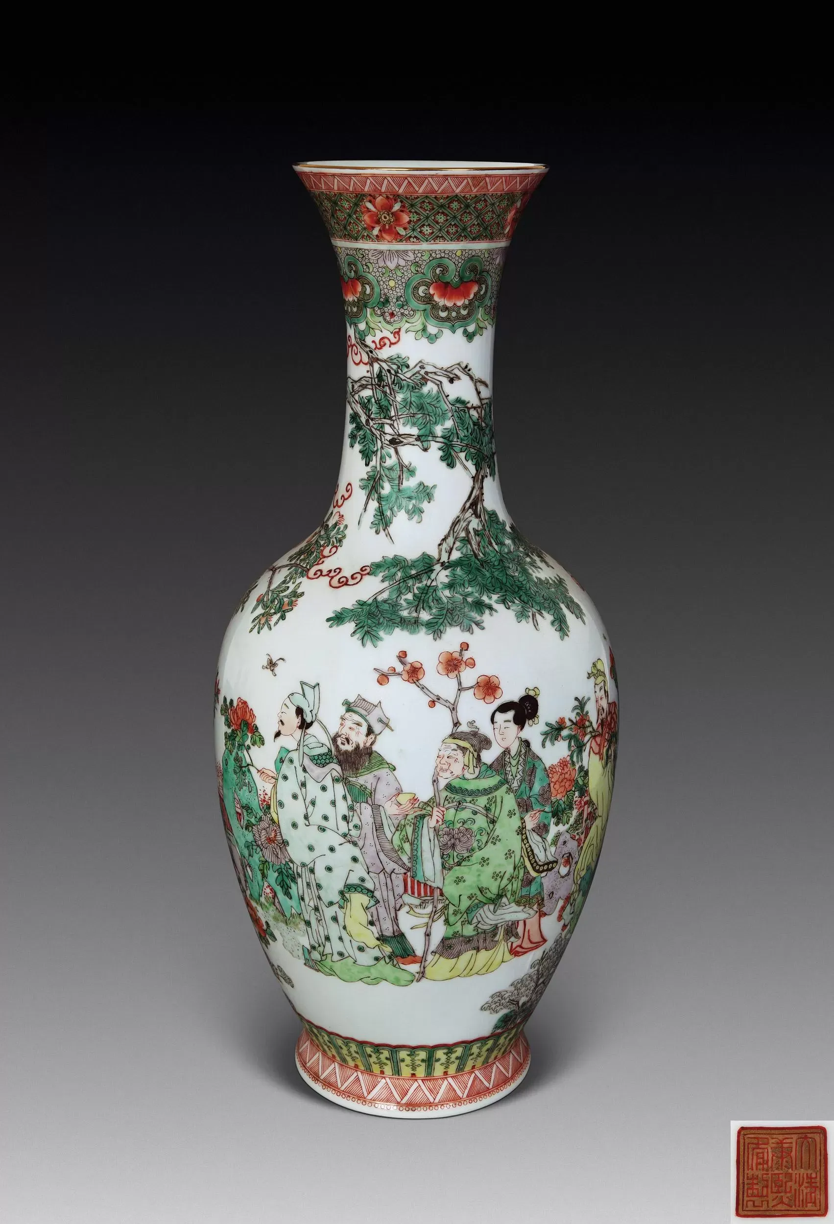 欧阳光古彩十二花神赏瓶图