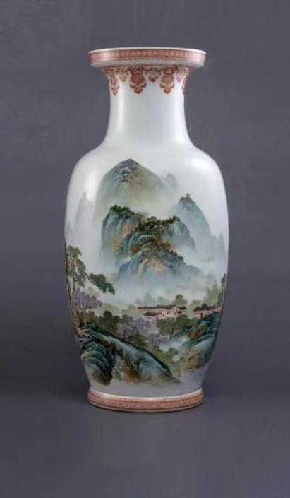 现代山水瓷瓶图