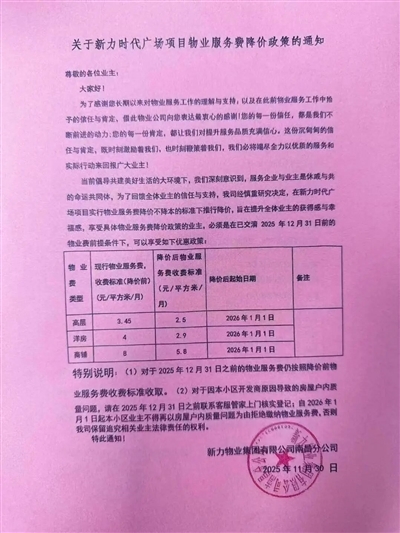 南昌多个楼盘迎来物业费“降价潮” 降幅最高1.1元/平方米·月