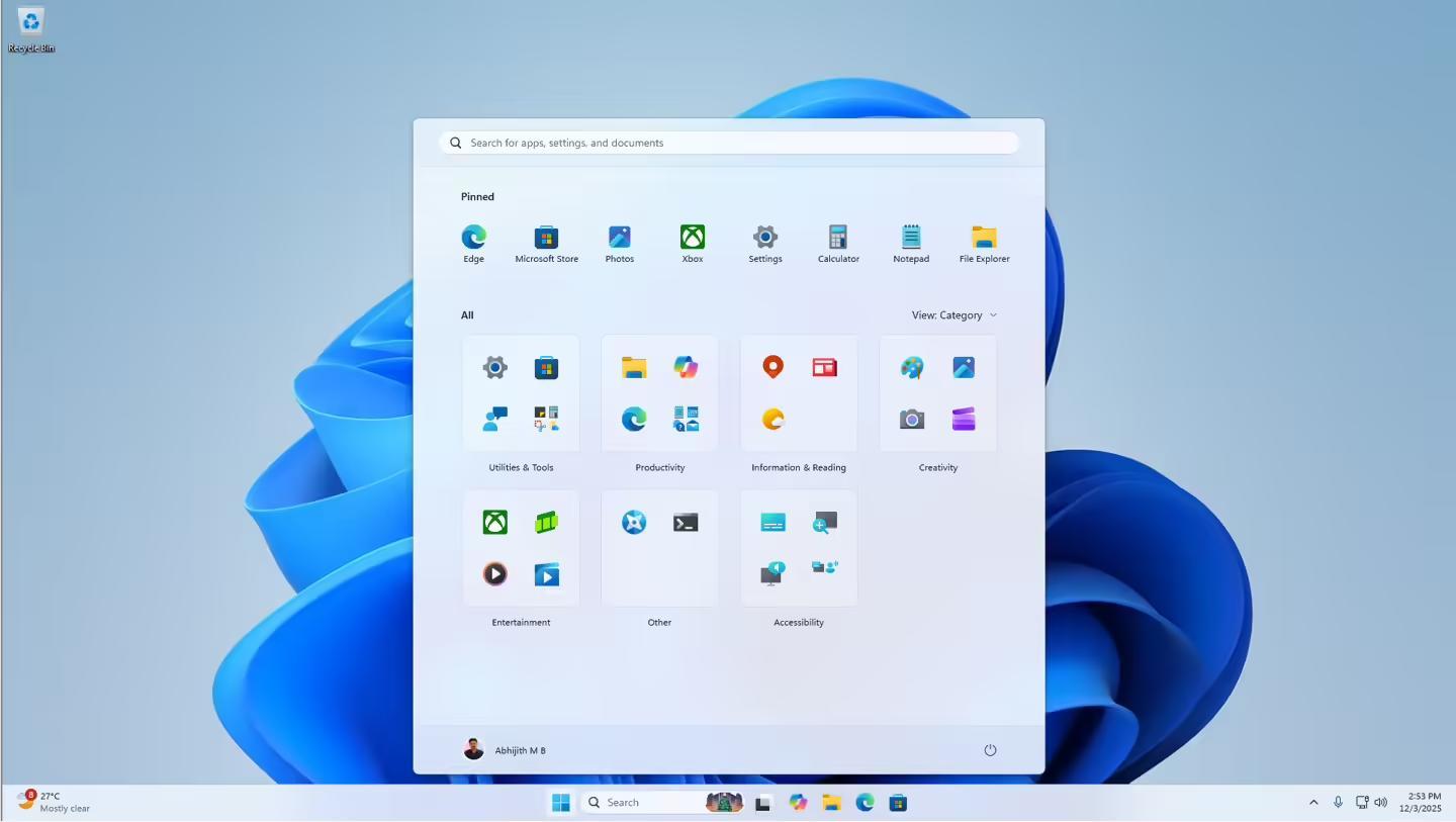 Start menu size doesn't change despite removing one row of pinned apps