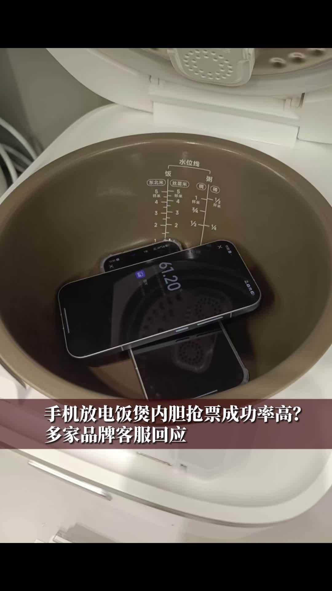 手机放电饭煲内胆抢票成功率高？多家品牌客服回应#财经 #经济 #与你相关就请艾特他➡️