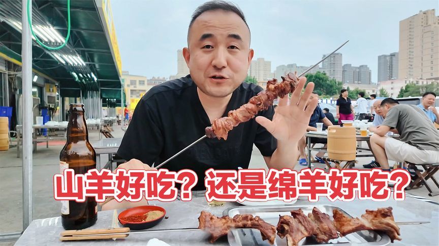 菏泽大宝剑烤全羊，号称山东最大羊肉串，山羊肉65一斤要刷香油烤