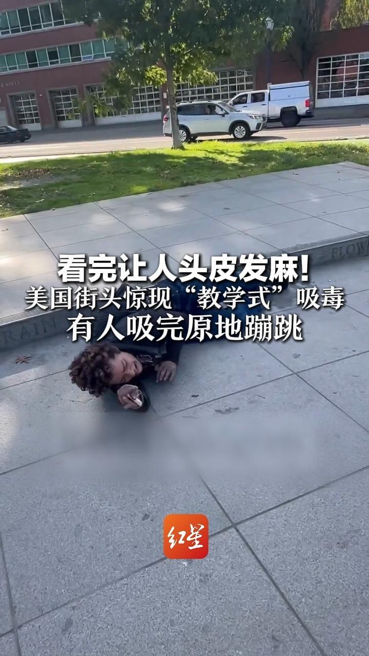 看完让人头皮发麻！美国街头惊现“教学式”吸毒 有人吸完原地蹦跳  拍摄者发文：波特兰正经历毒品危机