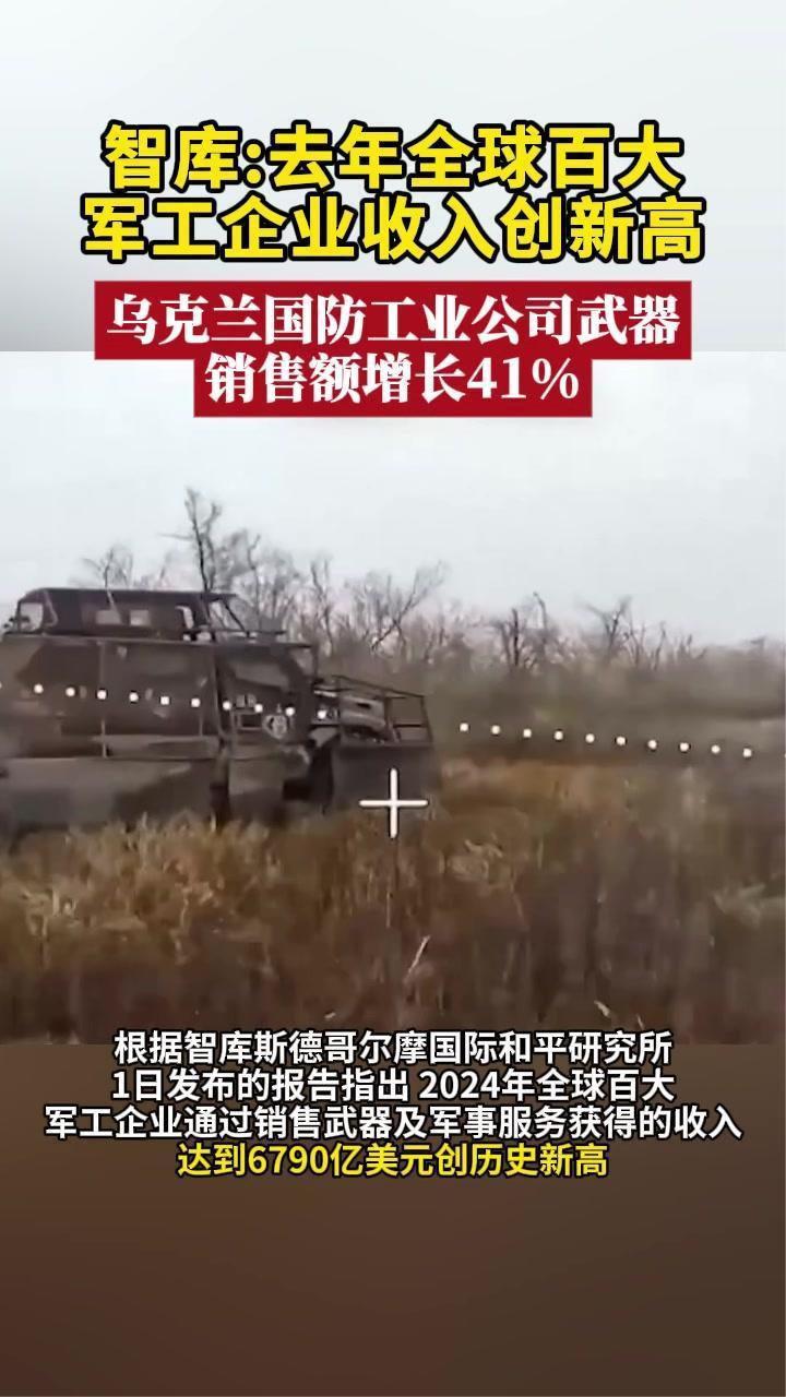 智库：去年全球百大军工企业收入创新高 总额达6790亿美元