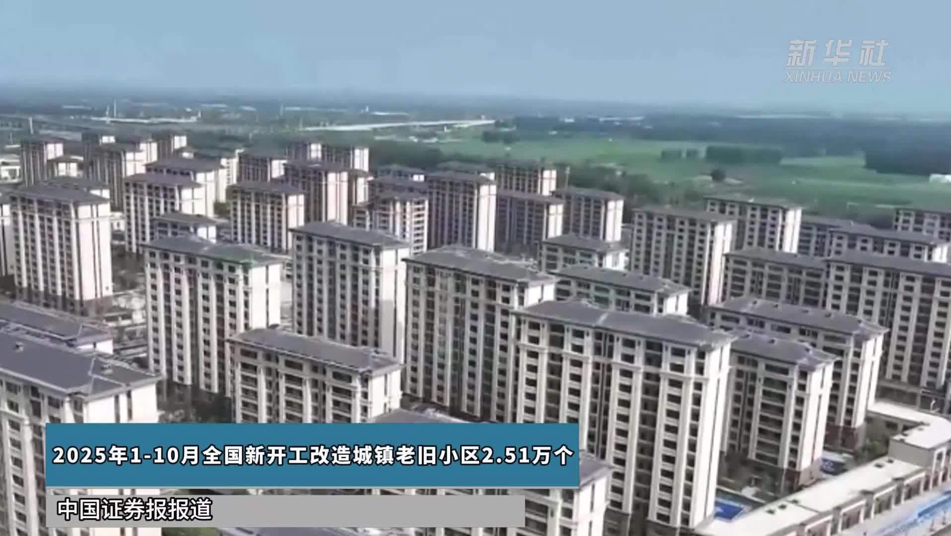 2025年1-10月全国新开工改造城镇老旧小区2.51万个