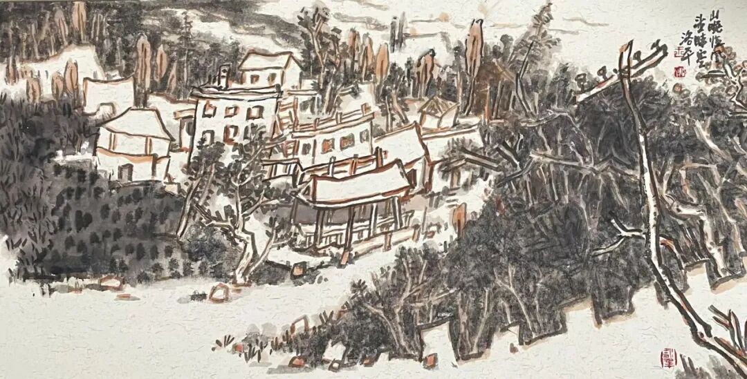 《山晚临风望晴空》 69×46cm