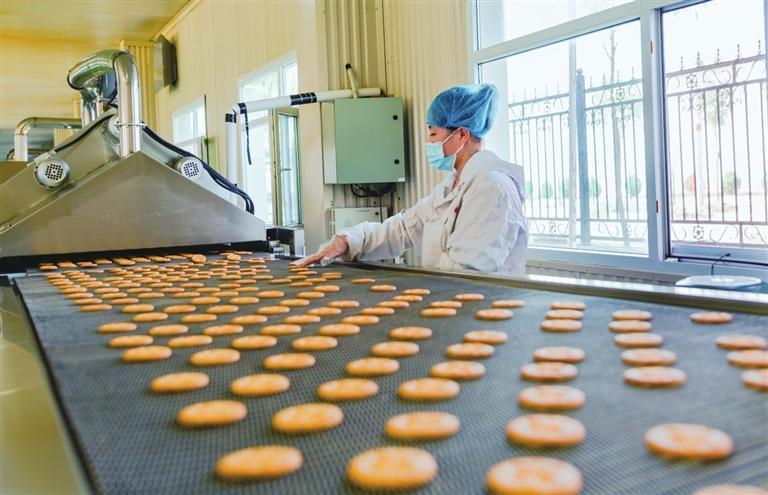 定西大力推进马铃薯产业延链补链,图为马铃薯饼干加工企业。