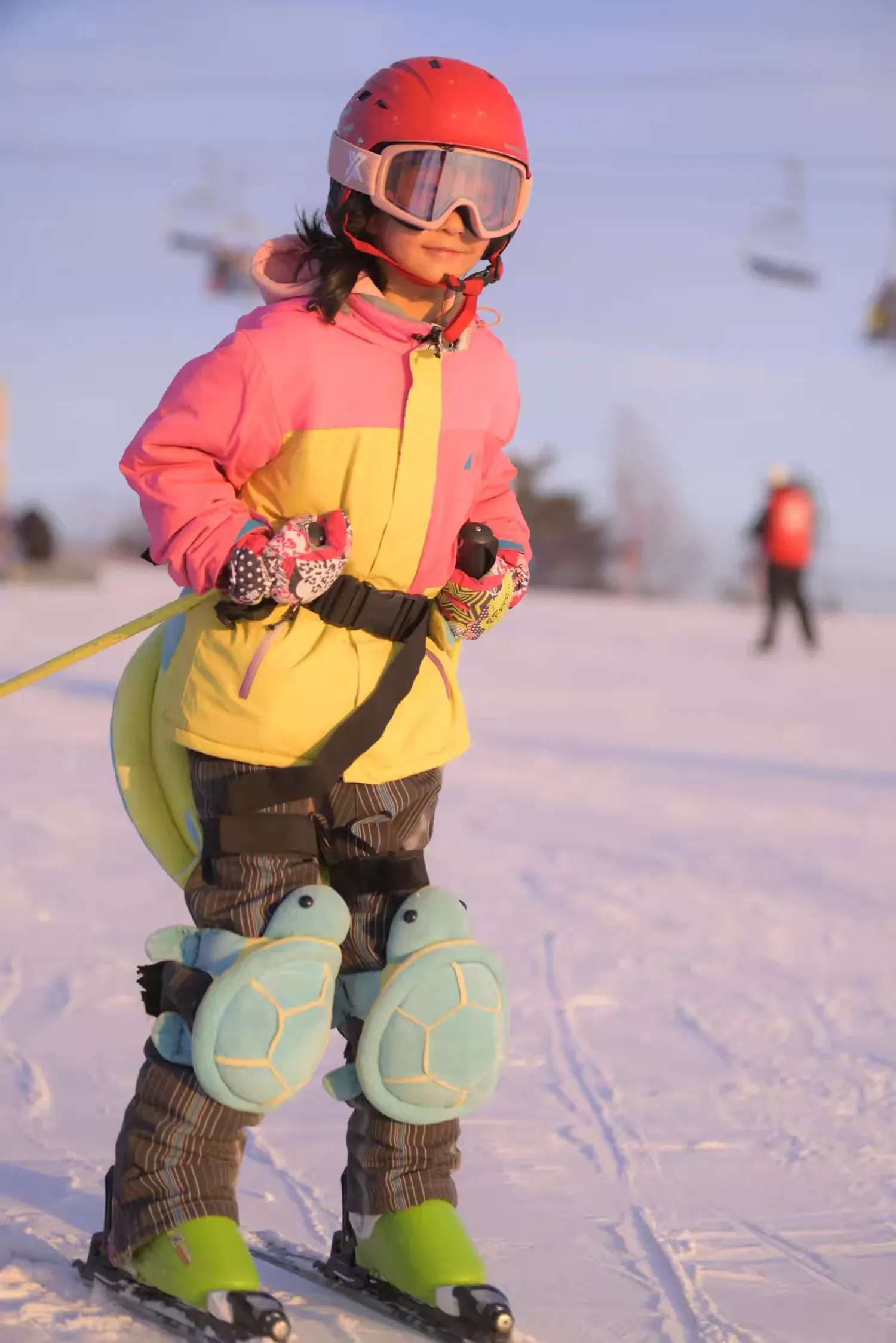 白连辉的女儿在长春天定山滑雪场练习。受访者供图