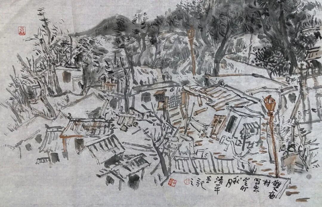 《双庙写生》 69×46cm