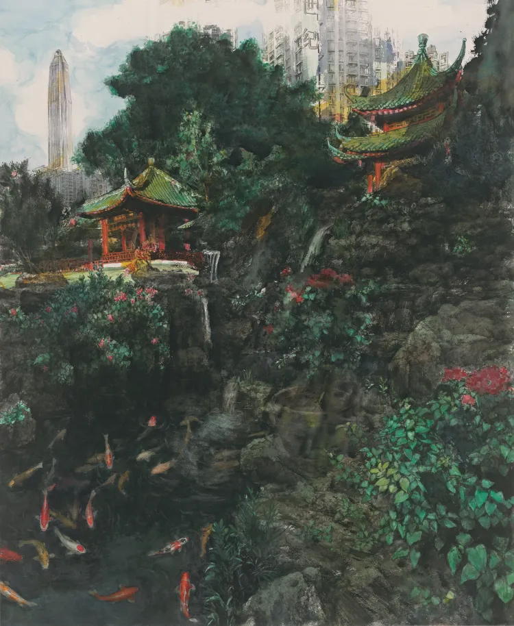 平安亭 / 65X100cm / 纸本水彩 / 2024 / 欧家祥