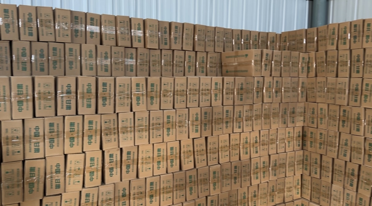 △仓库中打包完毕，正等待快递车上门揽收的苜蓿。