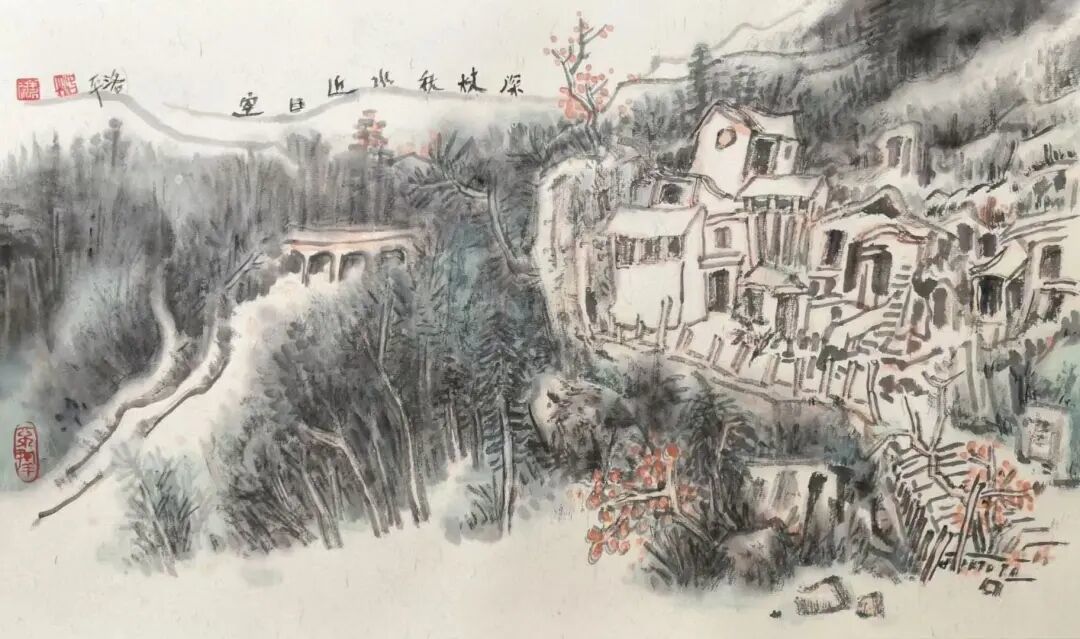 《深林秋水近日空》 69×46cm