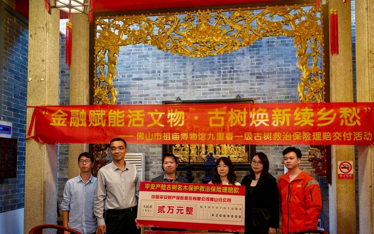 “金融赋能护古木 平安履约显担当”——平安产险佛山分公司交付禅城区首笔一级古树救治保险理赔款