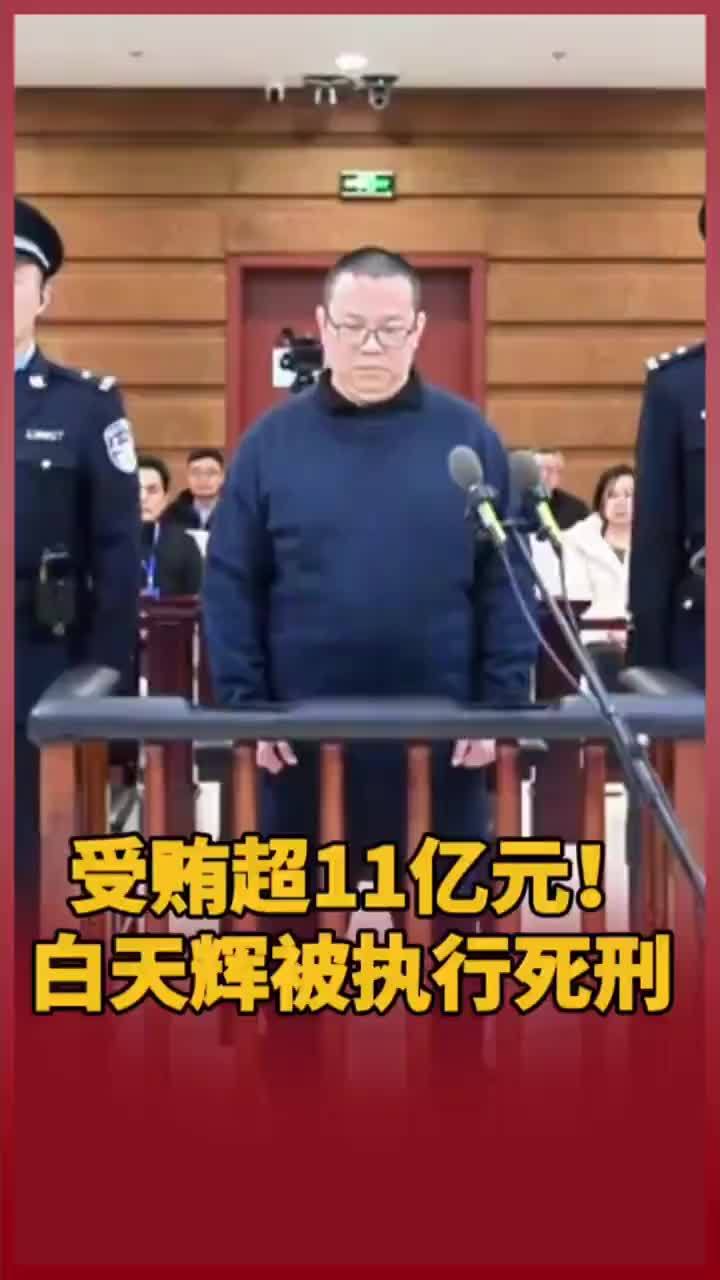受贿超11亿元！白天辉被执行死刑