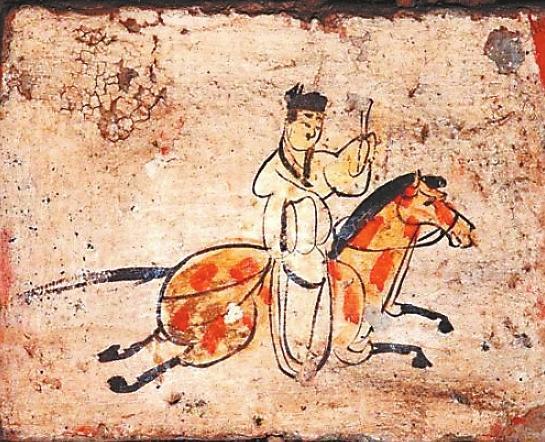 《驿使图》壁画砖　现藏甘肃省博物馆