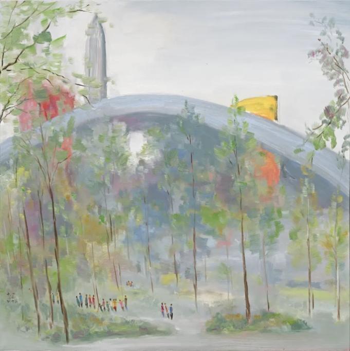 惬意福田 / 80X80cm / 布面油彩 / 2025 / 李岳