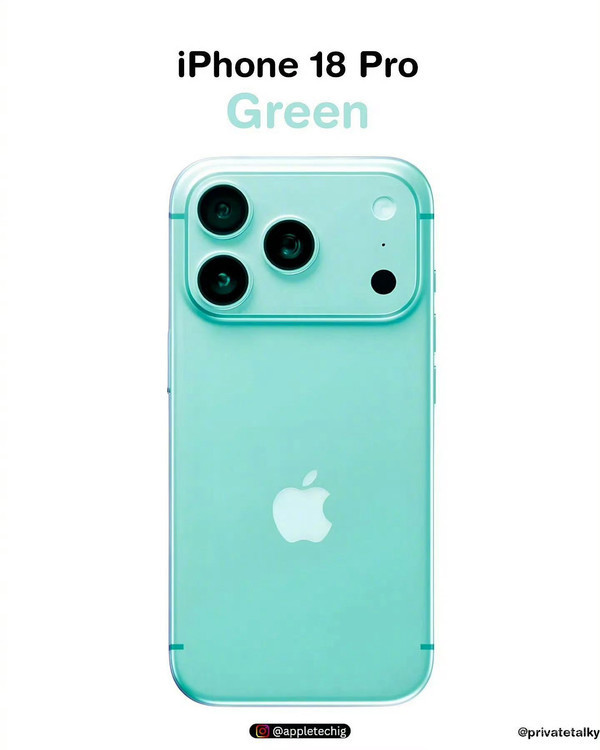 iPhone 18 Pro五款新配色渲染图曝光：蓝紫绿粉银五色