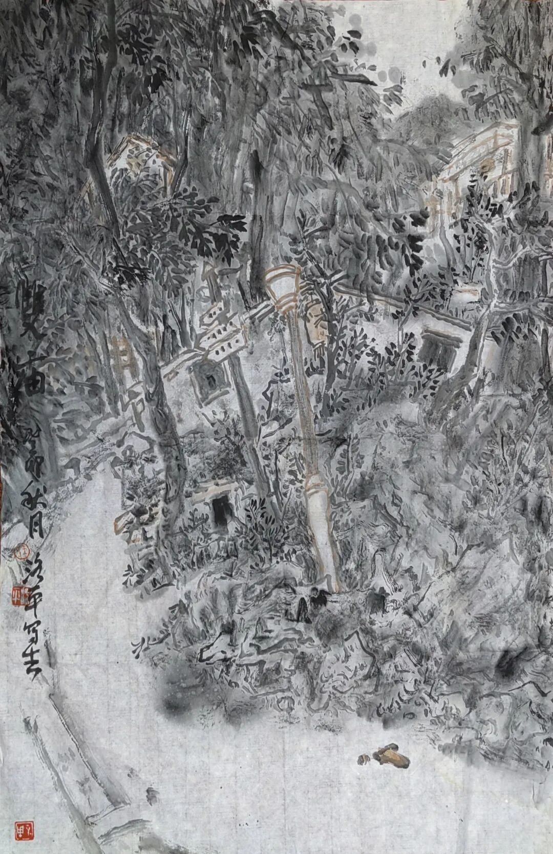 《双庙写生》 69×46cm