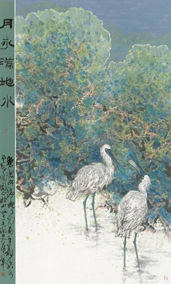 月来满地水 / 纸本水墨 / 180 x 97 cm / 2025 / 闫国星