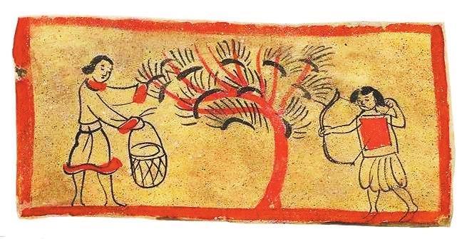 嘉峪关魏晋墓壁画砖《采桑护桑图》