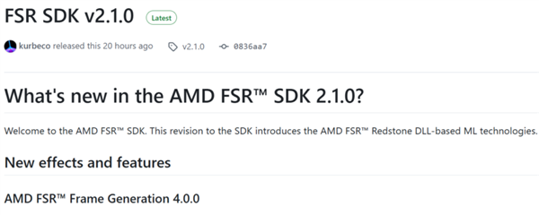 AMD发布FSR SDK 2.1.0：加速推广Redstone大更新