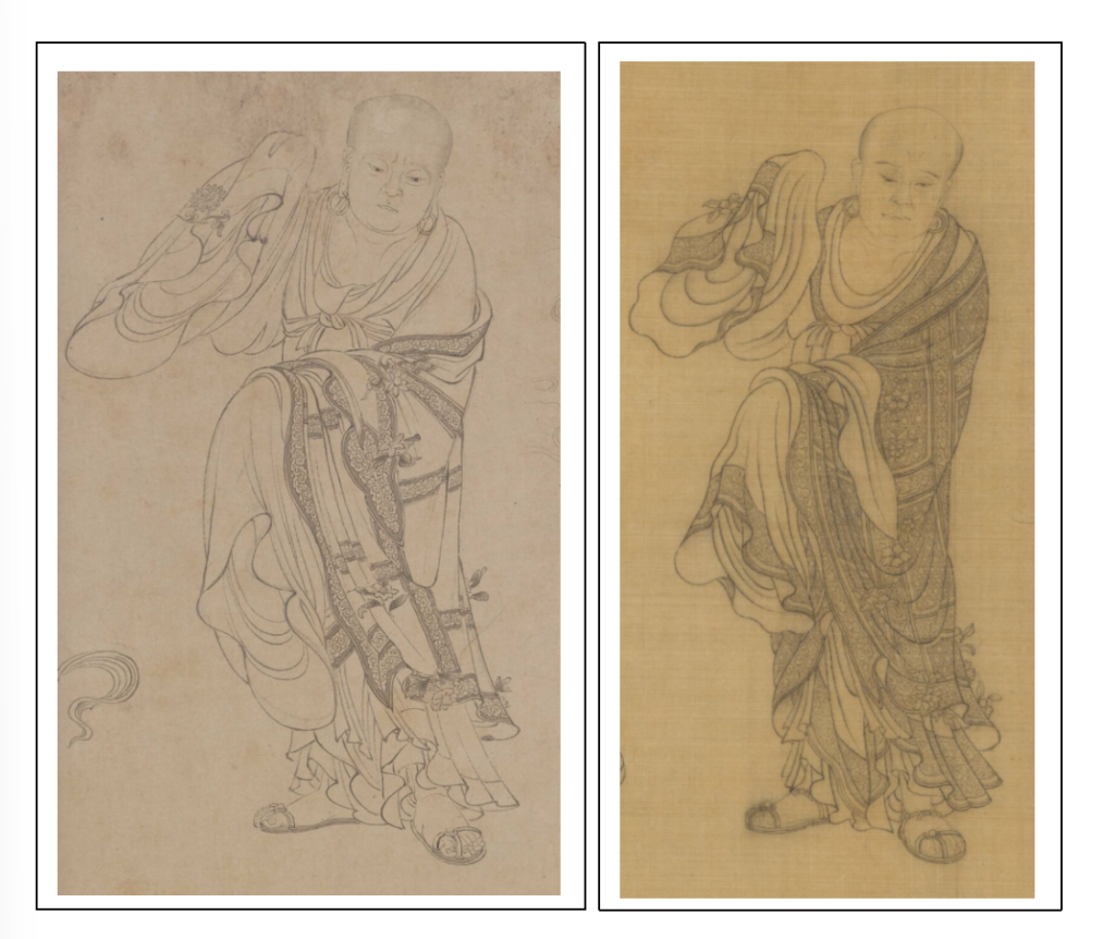 《维摩演教图》上的舍利弗和《维摩不二图》上的舍利弗