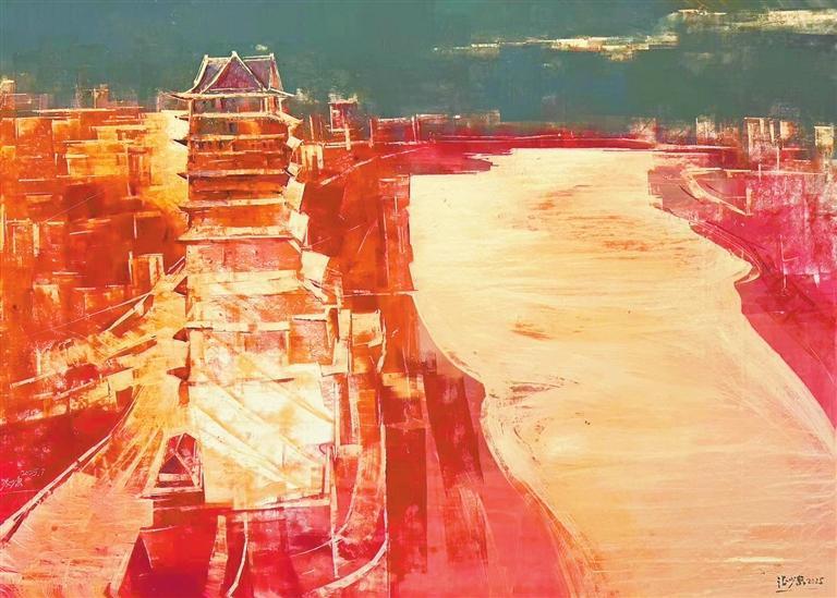 黄河楼远眺（油画）张少泉